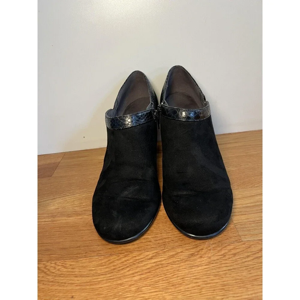 Aerosoles Boots Womens Size 9 Black Snake Day Strole Ankle Block Heel Booties